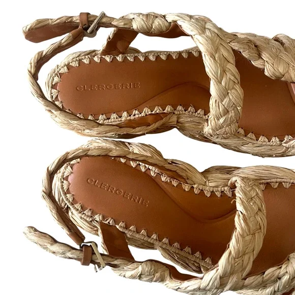CLERGERIE Antona Size 41/US 10.5 Raffia Espadrille Slingback Platform Sandal NEW